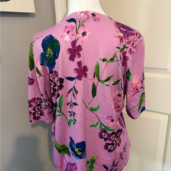 Talbots Pink and Purple Short Sleeve Cardigan - Picture 2 of 3